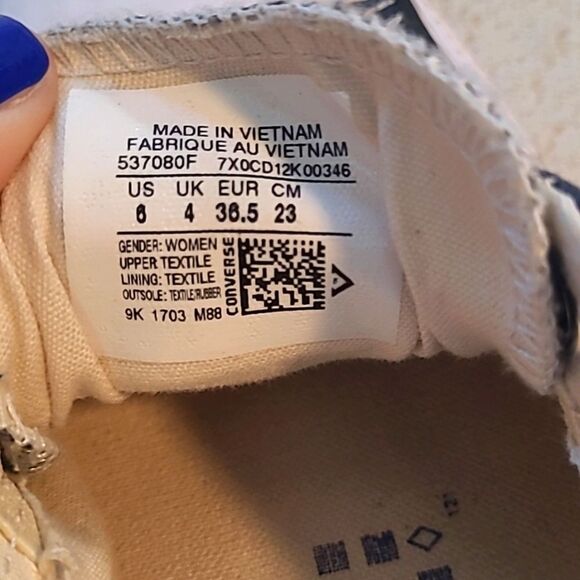 Converse Chuck Taylor Womens Size 6 Shoreline Slip On Sneakers Blue White Casual - Picture 5 of 10